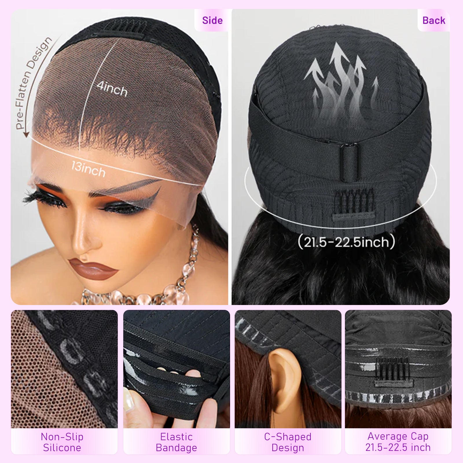 13x4 Frontal Lace Body Wave Invisible Knots Natural Black Realistic Hairline