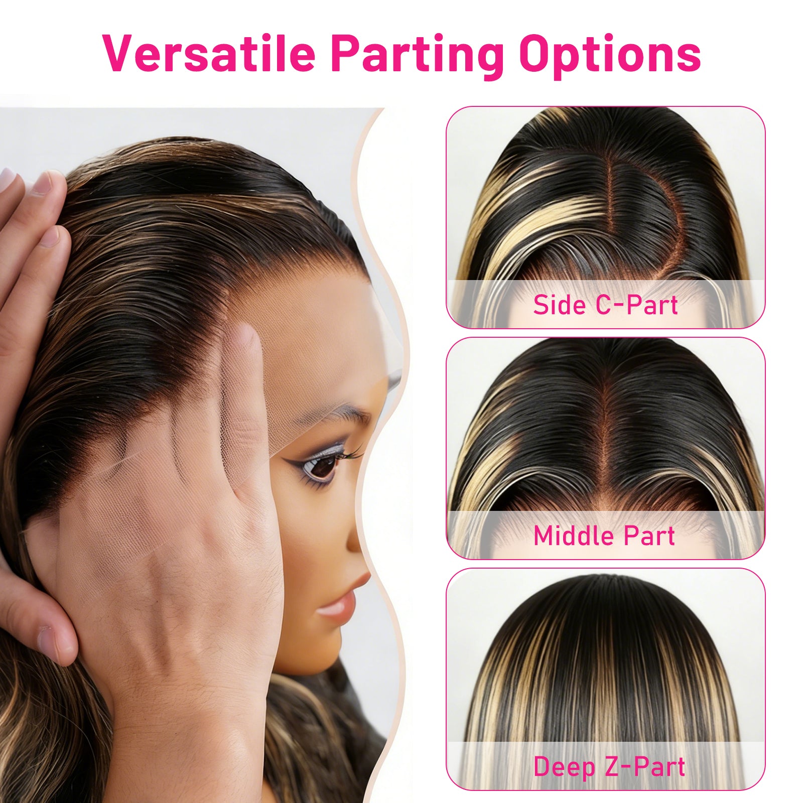 13x4 HD Lace Front Balayage Highlight Body Wave Human Hair Wig, Transparent Lace, Natural Hairline