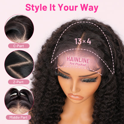 Vallbest 13x4 Invisible HD Lace Glueless Wig Deep Wave With Drawstring Natural Black 100% Human Hair Wig