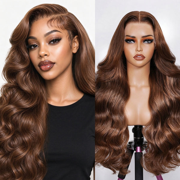 Vallbest 13x4 Chocolate Brown Glueless Wig Body Wave With Drawstring 100% Human Hair Wig