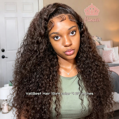 13x4 Frontal Lace Chocolate Brown Body Wave/Silky Straight Wig Invisible Knots Realistic Hairline