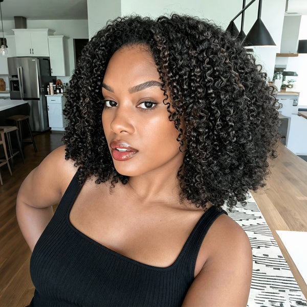Vallbest V-Part Lace Glueless Curly Wig Invisi Drawstring Clip & Go
