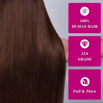 Vallbest 13x4 Chocolate Brown Glueless Wig Silky Straight With Drawstring 100% Human Hair Wig