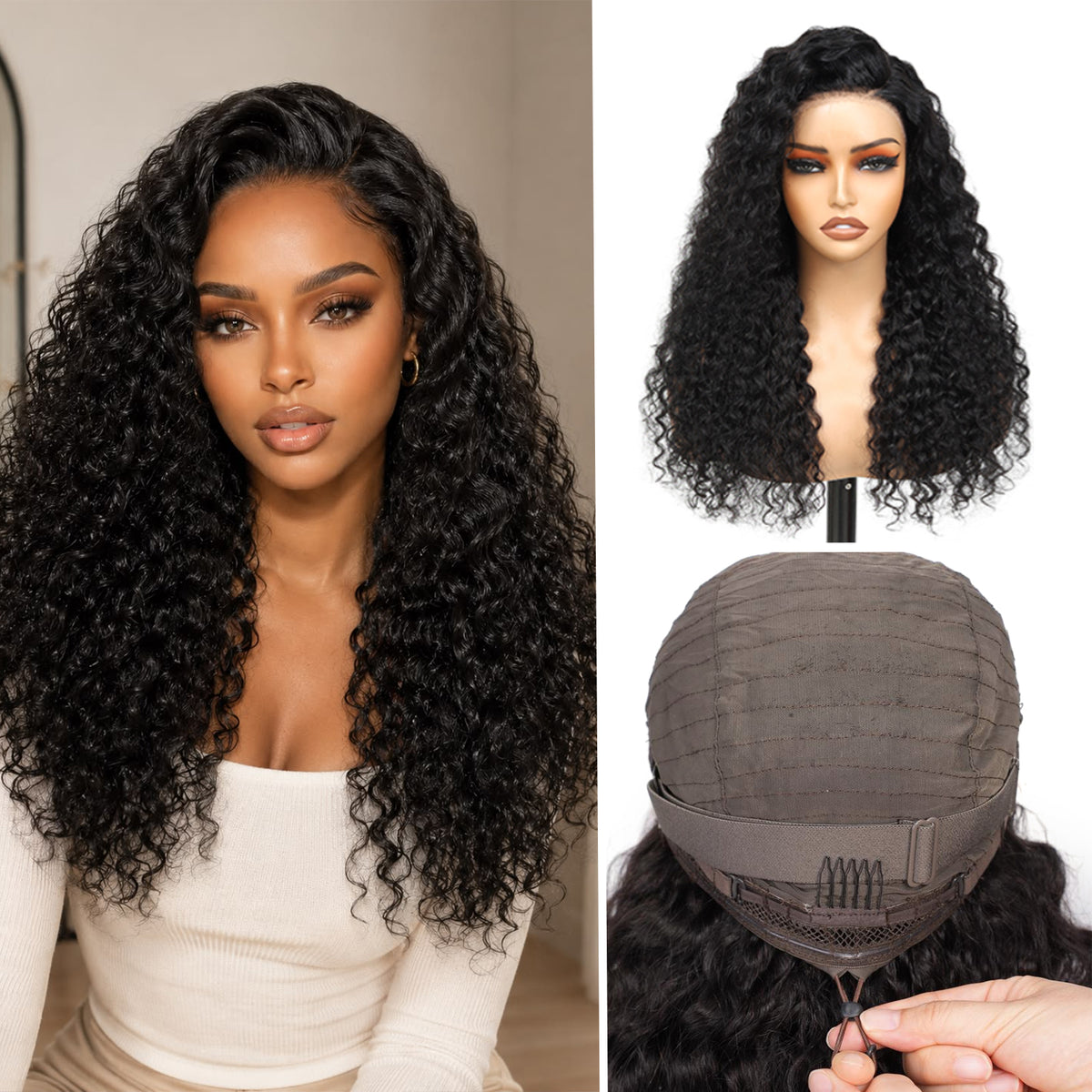Vallbest 13x4 Frontal Lace Invisible Knots Glueless Natural Black Water Wave Wig Realistic Hairline
