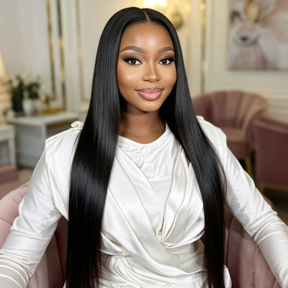 Vallbest Silky Straight Glueless Natural-Looking Human Hair Wig with Flexible Drawstring