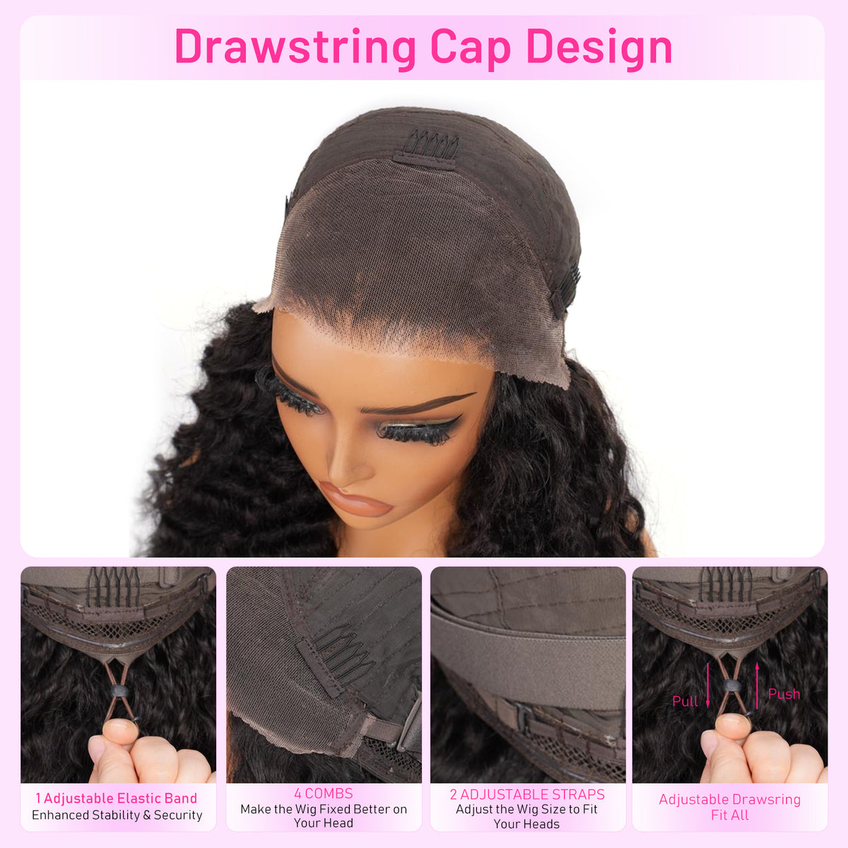 Vallbest 13x4 Frontal Lace Invisible Knots Glueless Natural Black Water Wave Wig Realistic Hairline