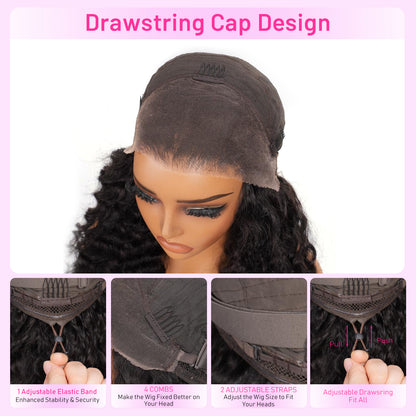 Vallbest 13x4 Frontal Lace Invisible Knots Glueless Natural Black Water Wave Wig Realistic Hairline