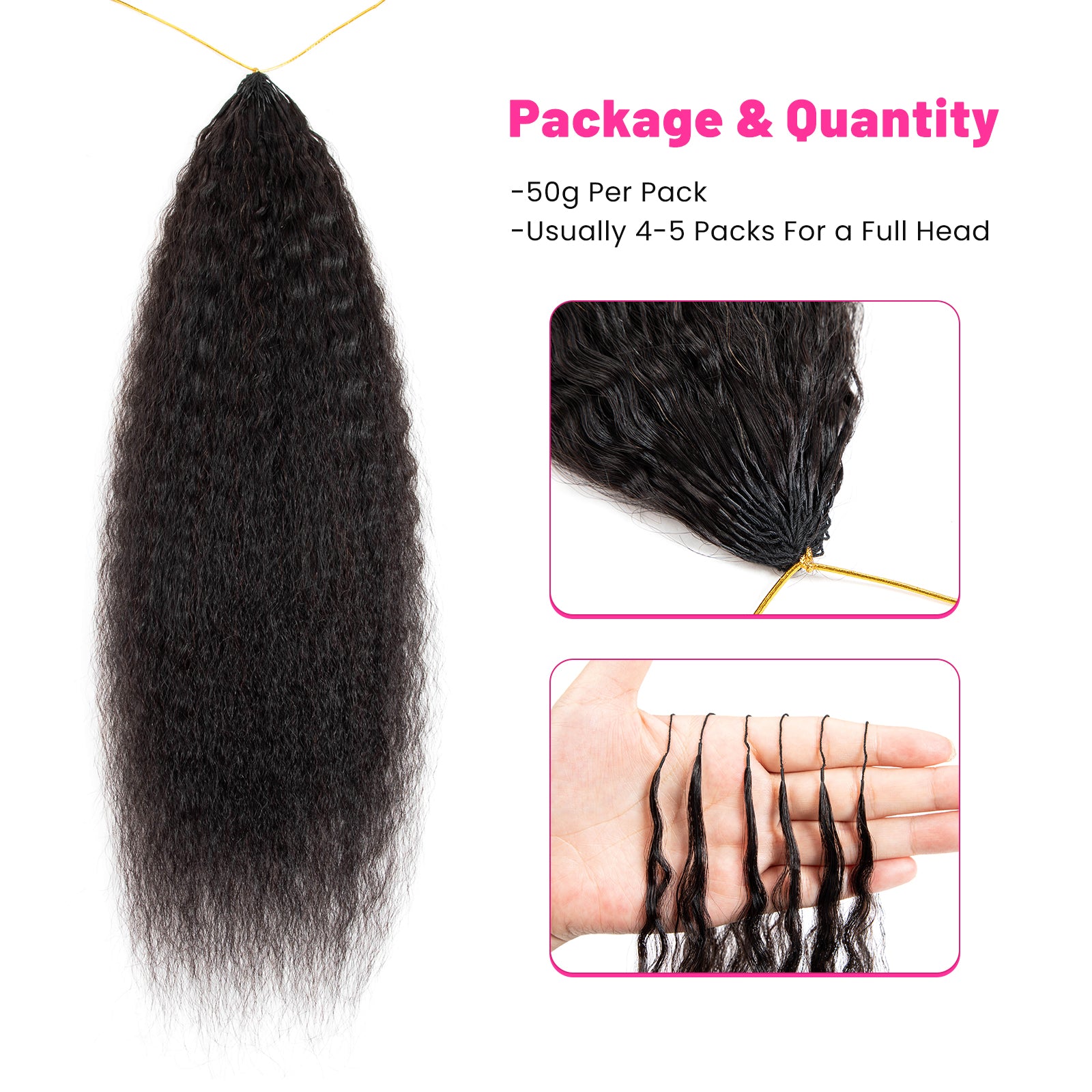 VALLBEST Kinky Straight Crochet Human Hair Extensions for Boho Braids