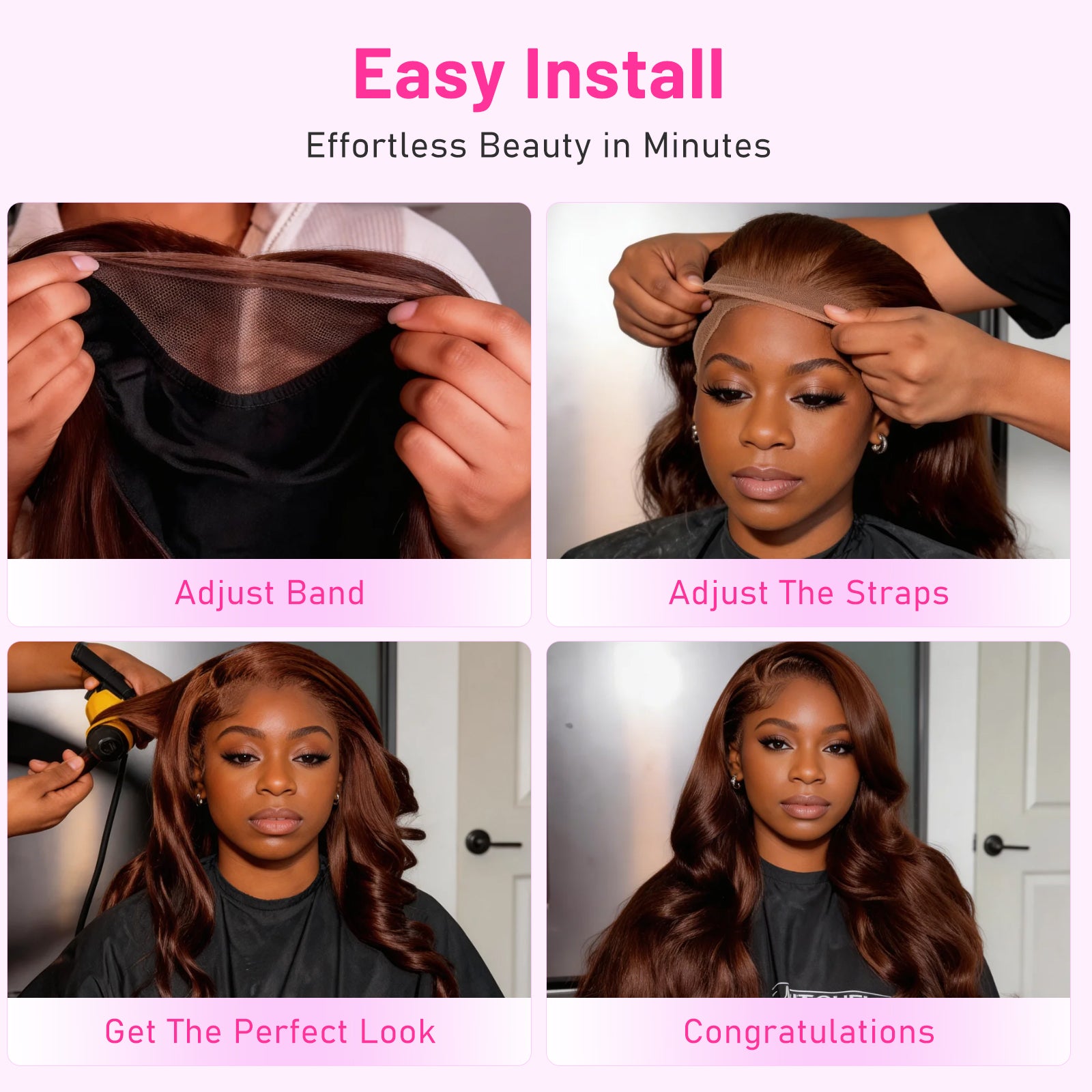 13x4 Frontal Lace Chocolate Brown Body Wave/Silky Straight Wig Invisible Knots Realistic Hairline