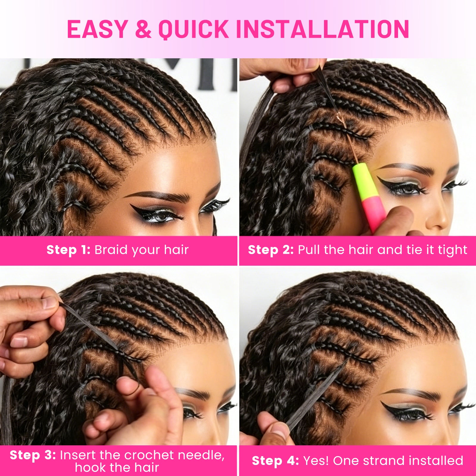 VALLBEST Kinky Straight Crochet Human Hair Extensions for Boho Braids