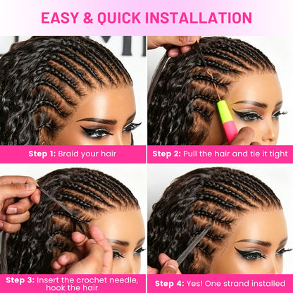 VALLBEST Kinky Straight Crochet Human Hair Extensions for Boho Braids