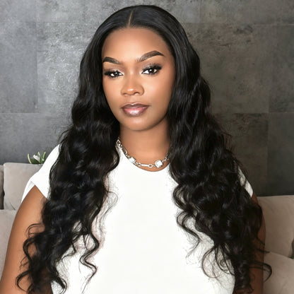 13x4 Frontal Lace Body Wave Invisible Knots Natural Black Realistic Hairline