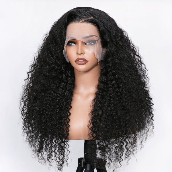 Vallbest 13x4 Glueless Wig Jerry Curly With Drawstring Natural Black 100% Human Hair Wig