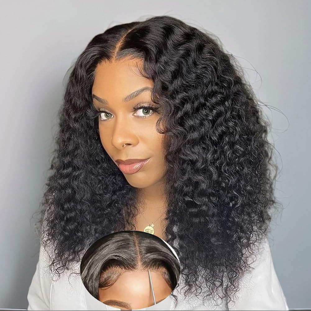 Glueless Curly Bob Wig Human Hair 13x4 HD Lace, Deep Wave, Pre-Plucked, Natural Look