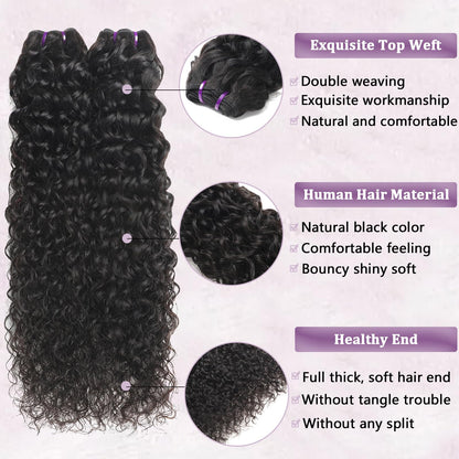 {16A 3Pcs}100% Unprocessed Vietnamese Water Curly Human Hair Bundles