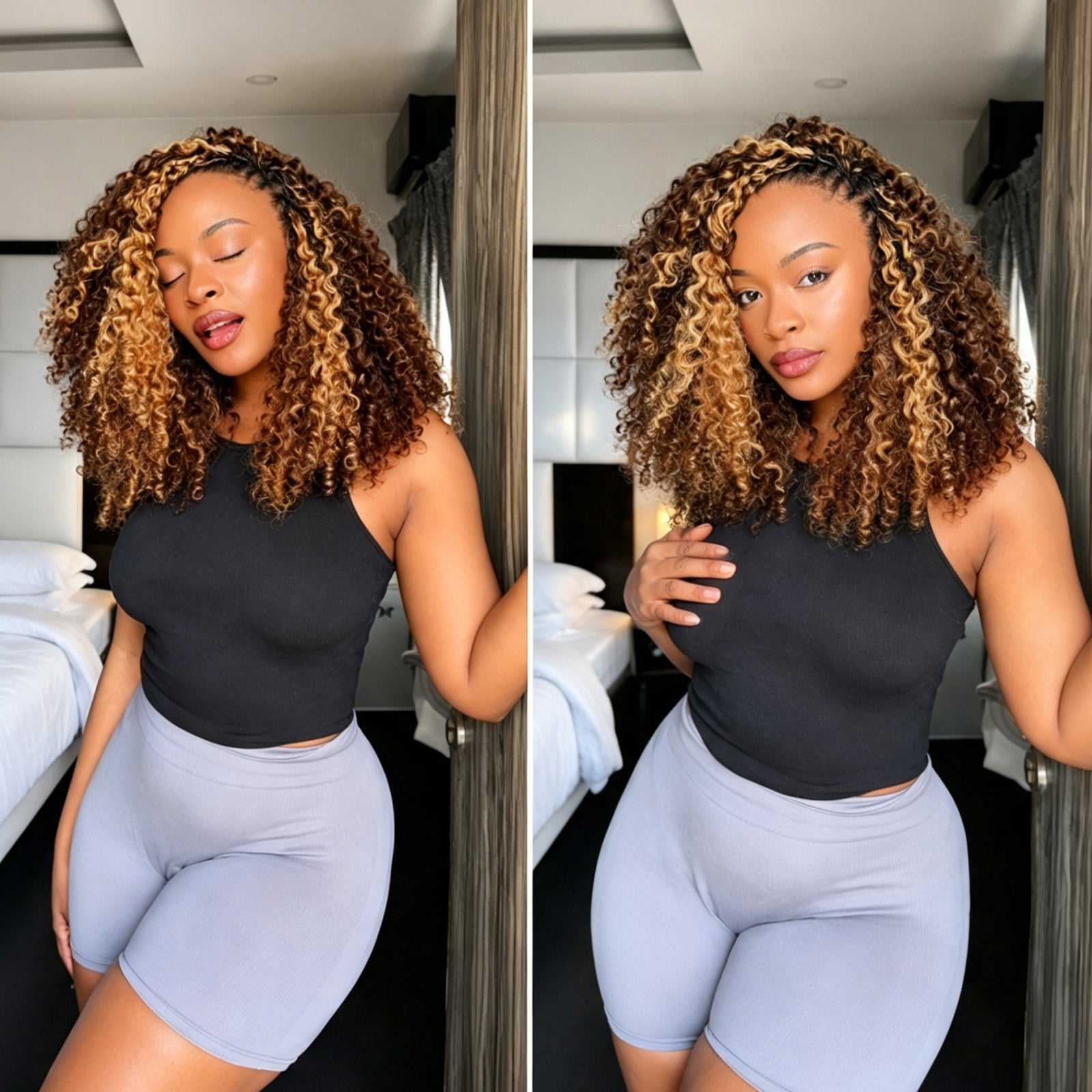 Vallbest Honey Blonde Highlight (#4/27) Burmese Curly Crochet Human Hair – Premium Plush Texture