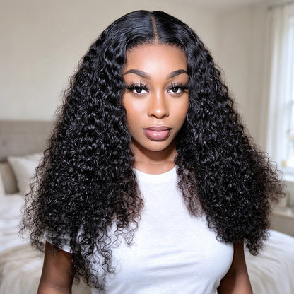 Vallbest 13x4 Glueless Wig Jerry Curly With Drawstring Natural Black 100% Human Hair Wig
