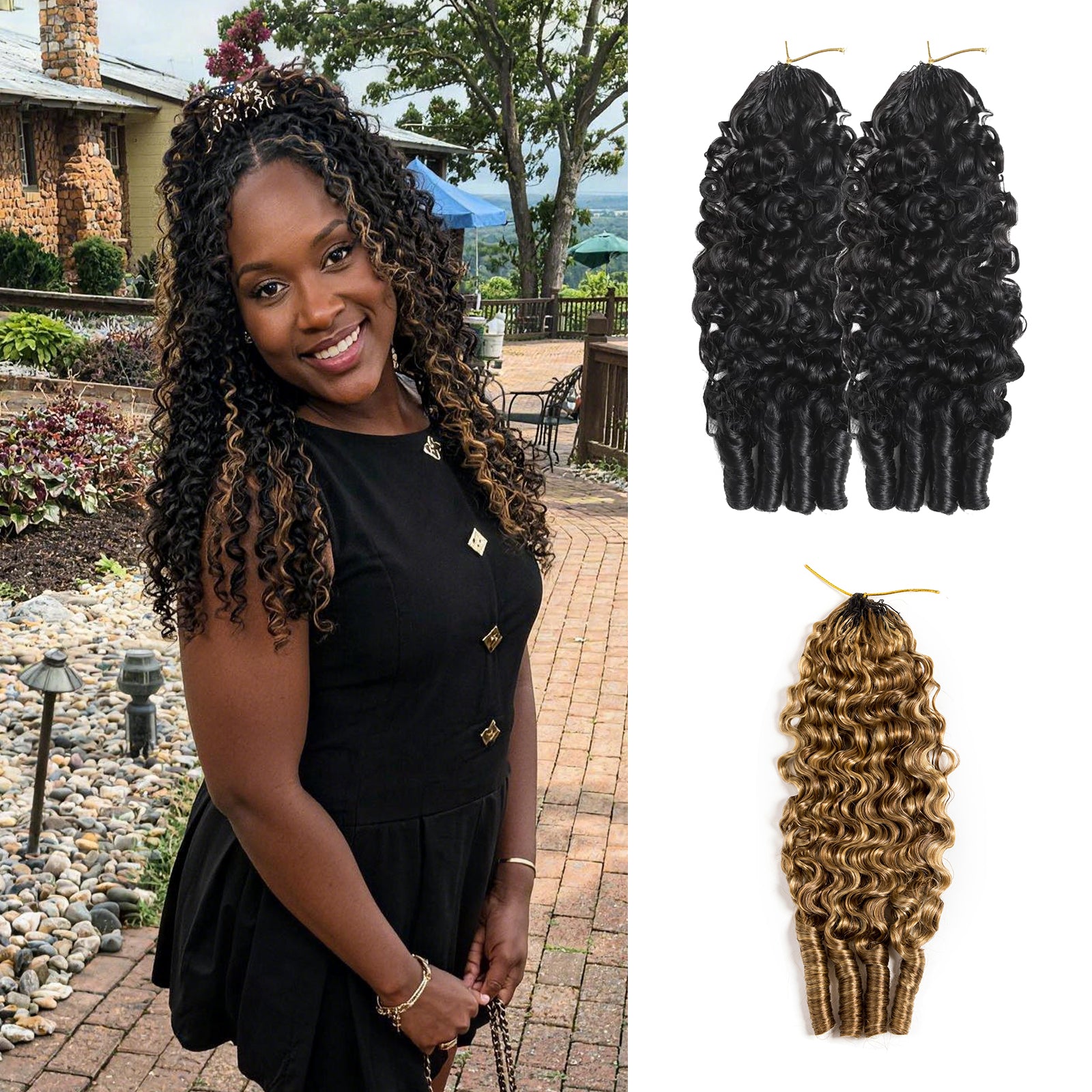 VALLBEST Pro-Mix Bundle Deal Burmese Curly Crochet Hair Natural Black + 1 Color