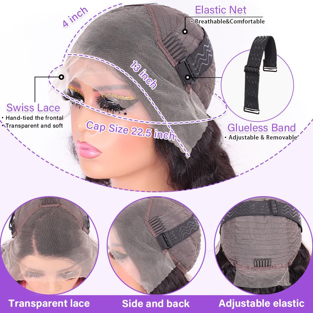 13x4 HD Lace Front Human Hair Bob Wig – Pre-Plucked Natural Hairline, Glueless Brazilian Human Hair, Body Wave