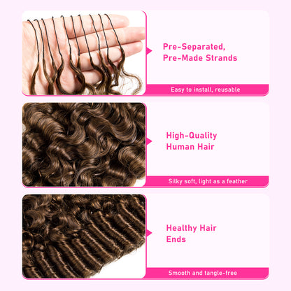 VALLBEST #4 Burmese Curly Crochet Human Hair Extensions for Boho Braids