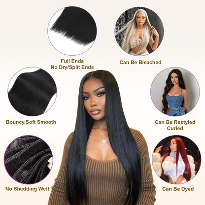 {16A 3Pcs}100% Unprocessed Straight Human Hair Quick Weave Hair