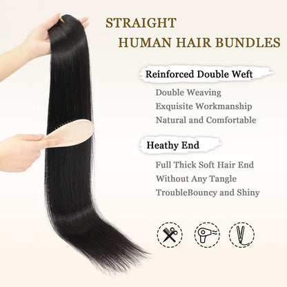 {16A 3Pcs}100% Unprocessed Straight Human Hair Quick Weave Hair