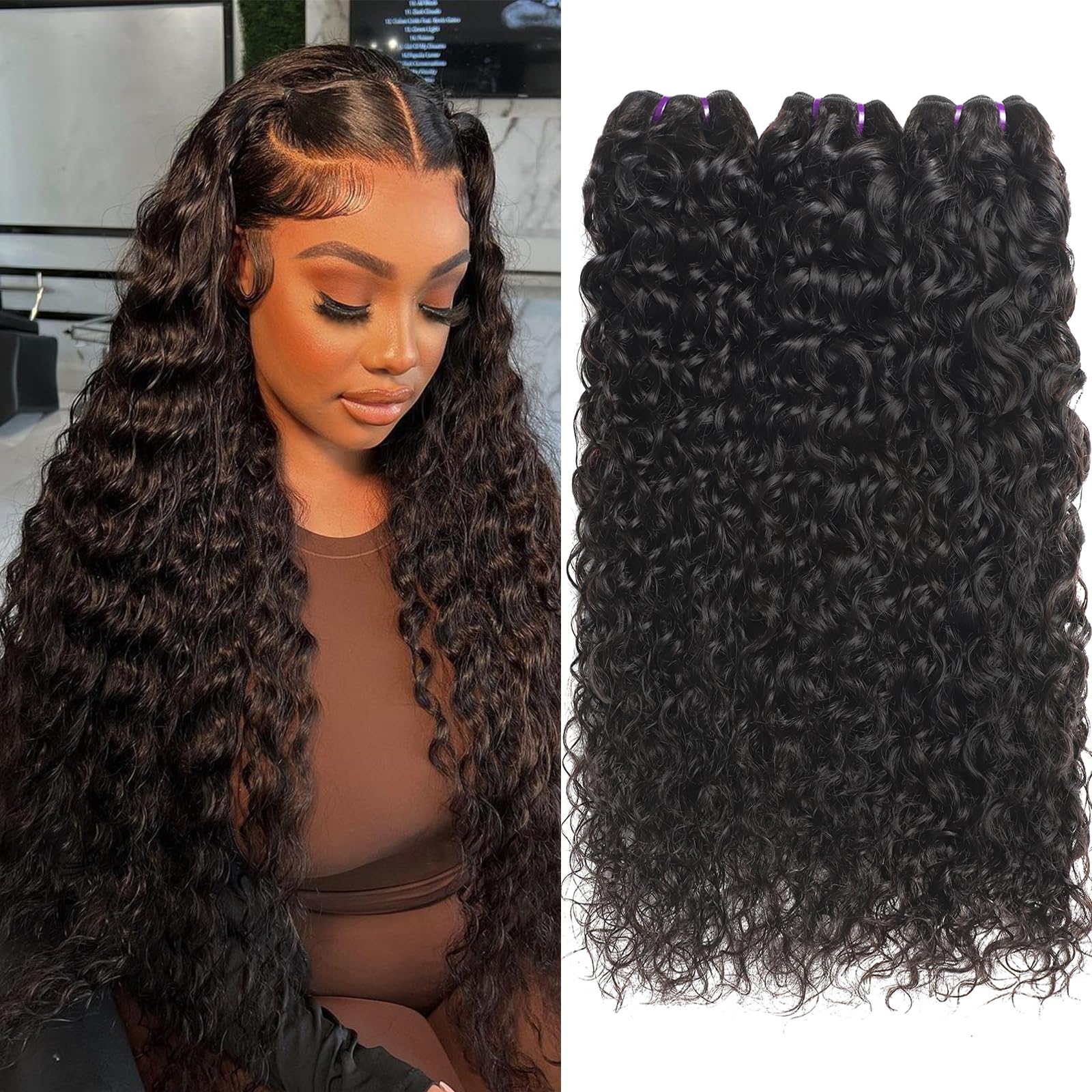 {16A 3Pcs}100% Unprocessed Vietnamese Water Curly Human Hair Bundles