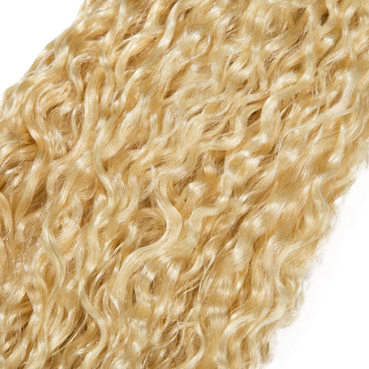 #613 Blonde Burmese Curly Crochet Human Hair Premium Plush Texture for Time-Saving Boho Braids