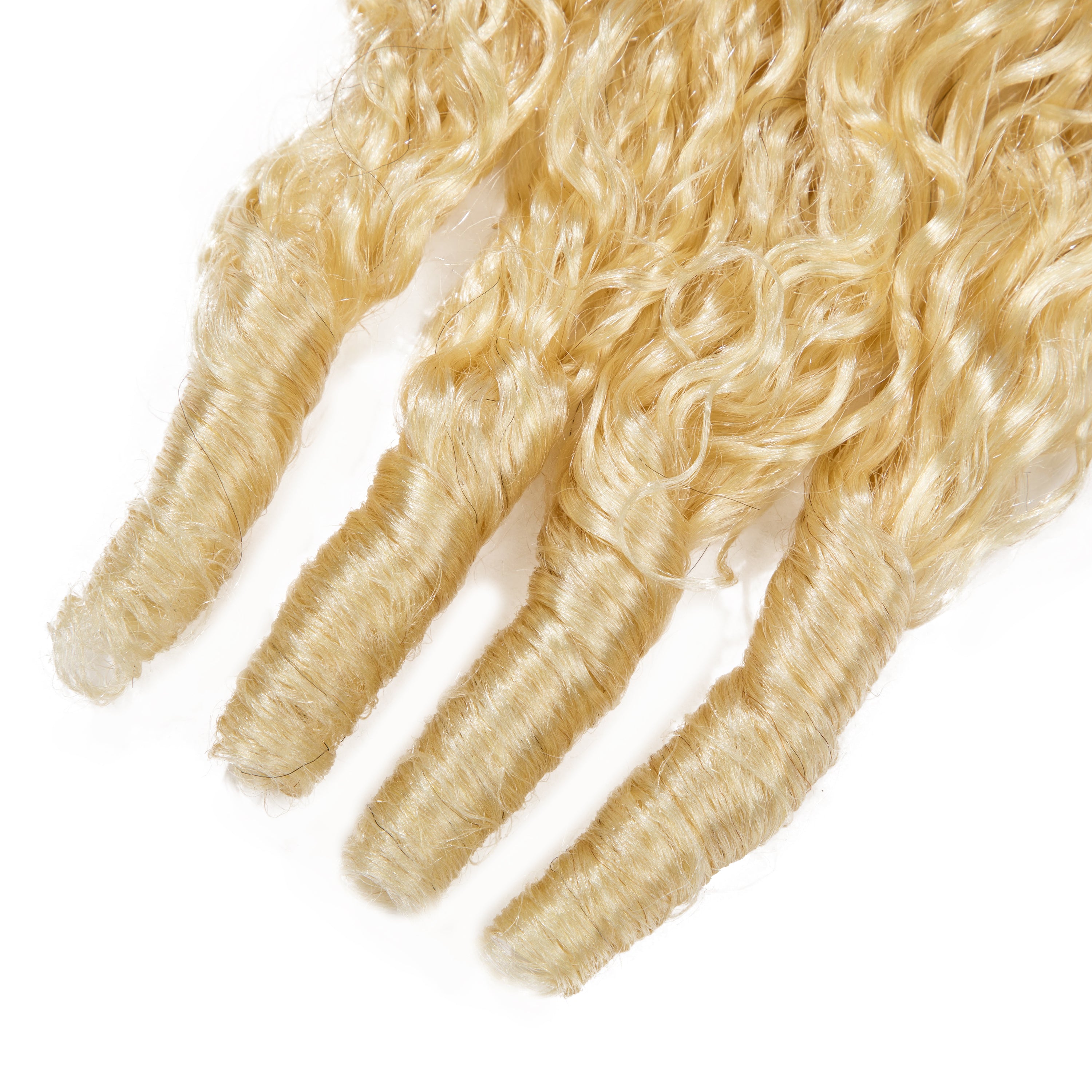 #613 Blonde Burmese Curly Crochet Human Hair Premium Plush Texture for Time-Saving Boho Braids