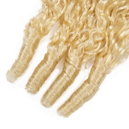 #613 Blonde Burmese Curly Crochet Human Hair Premium Plush Texture for Time-Saving Boho Braids