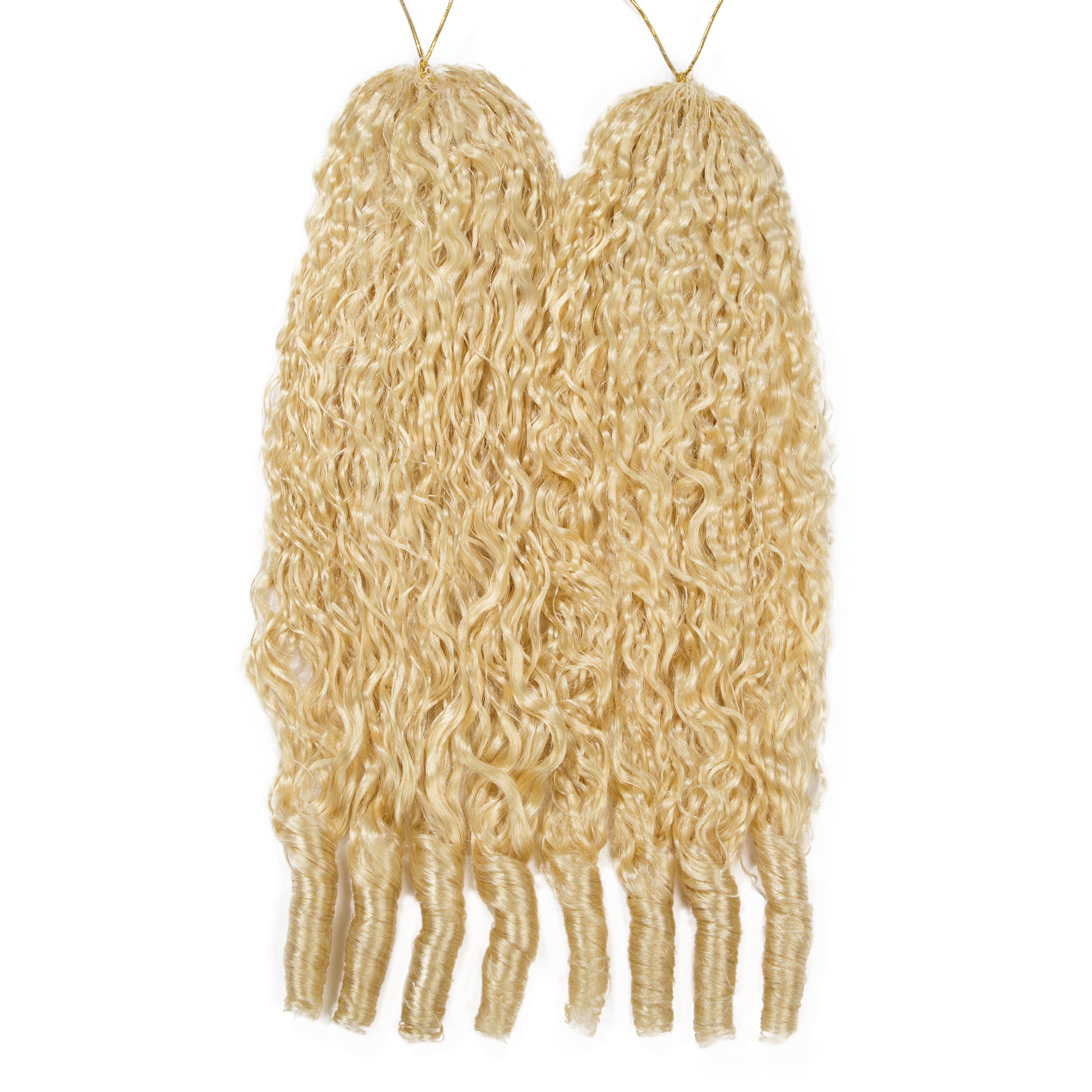 #613 Blonde Burmese Curly Crochet Human Hair Premium Plush Texture for Time-Saving Boho Braids