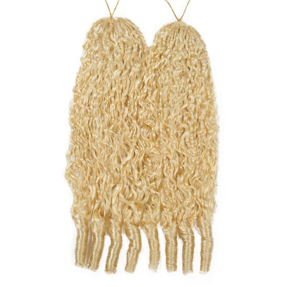 #613 Blonde Burmese Curly Crochet Human Hair Premium Plush Texture for Time-Saving Boho Braids