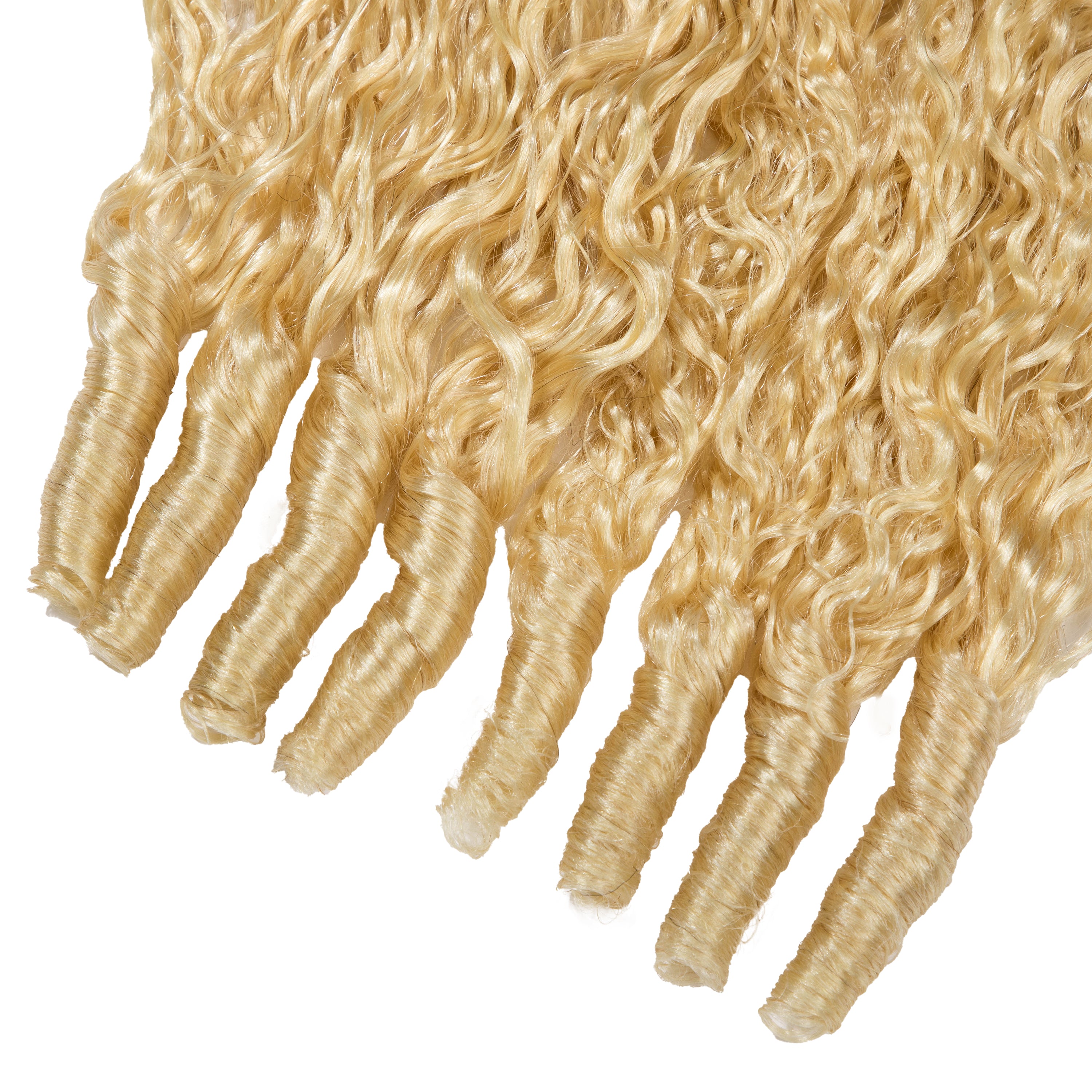 #613 Blonde Burmese Curly Crochet Human Hair Premium Plush Texture for Time-Saving Boho Braids