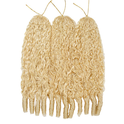 #613 Blonde Burmese Curly Crochet Human Hair Premium Plush Texture for Time-Saving Boho Braids