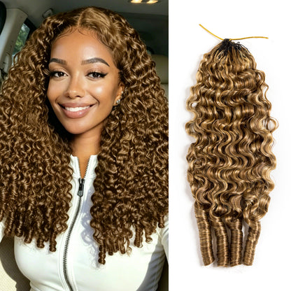 VALLBEST Honey Blonde Highlight (#4/27) Burmese Curly Crochet Human Hair