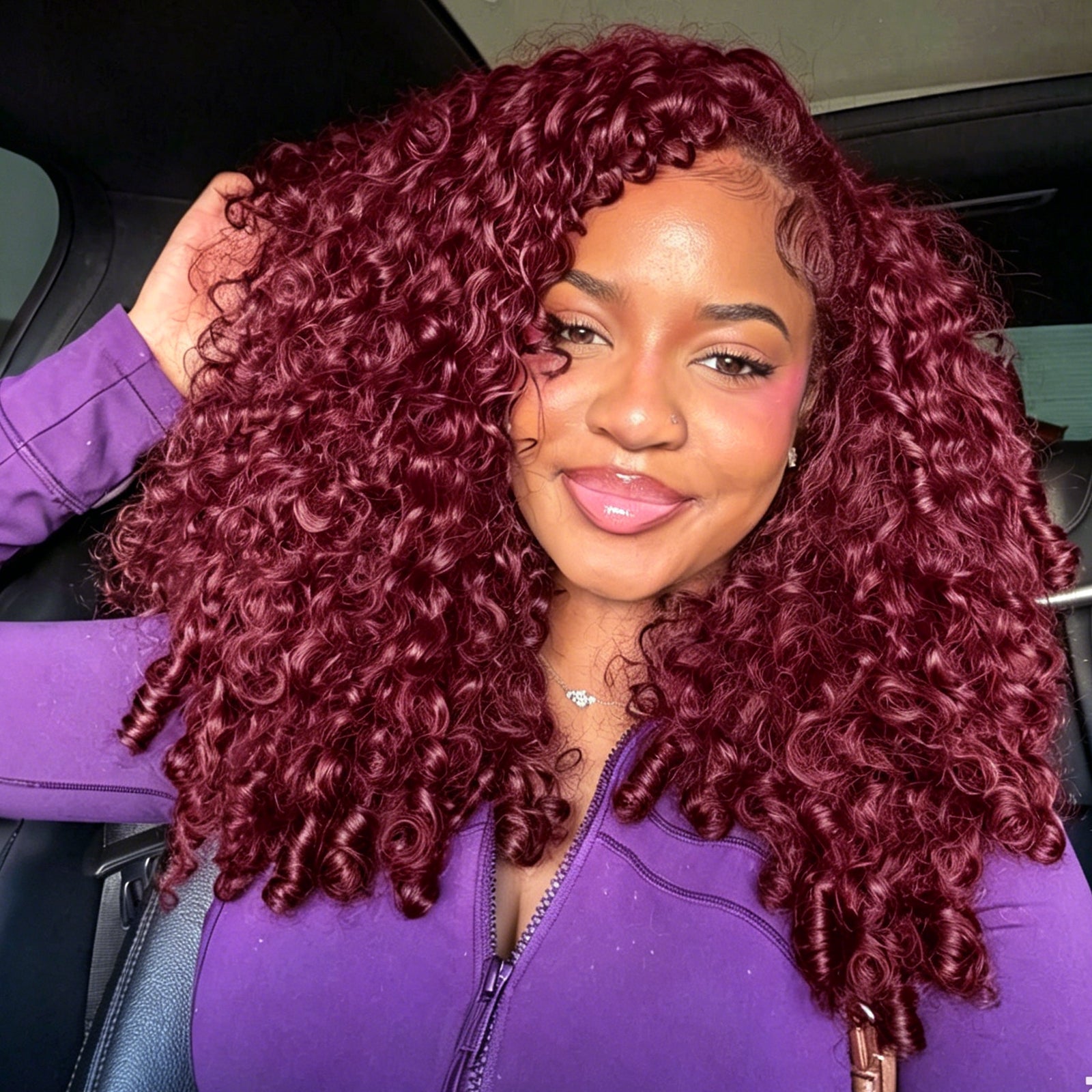 VALLBEST 99J Burgundy Burmese Curly Human Hair for Boho Braids