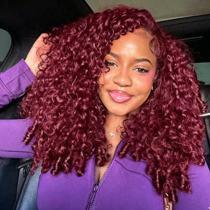 VALLBEST 99J Burgundy Burmese Curly Human Hair for Boho Braids