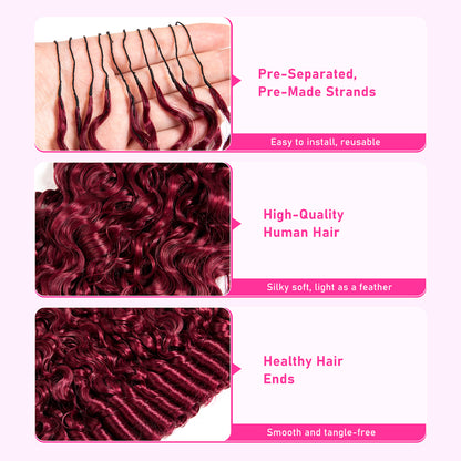 VALLBEST 99J Burgundy Burmese Curly Human Hair for Boho Braids