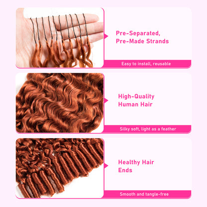 VALLBEST Ginger Burmese Curly Crochet Human Hair | Miracle Knots