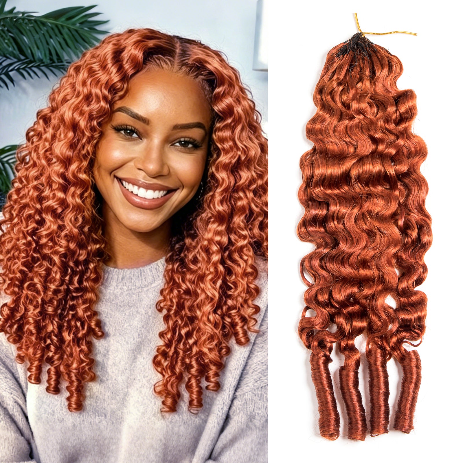 VALLBEST Ginger Burmese Curly Crochet Human Hair | Miracle Knots