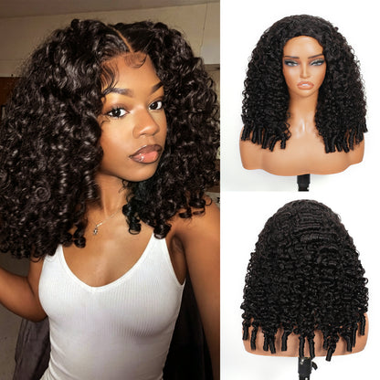Vallbest Burmese Curly Half Wig Invisible Strap Human Hair Wear Go Glueless Wig for Beginners