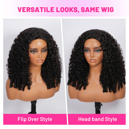 Vallbest Burmese Curly Half Wig Invisible Strap Human Hair Wear Go Glueless Wig for Beginners