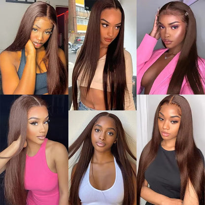 Vallbest #4 Brown Straight Hair 3 Bundles 100% Virgin Human Hair Extensions