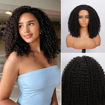 Vallbest Coily Curly Half Wig Seamless Kinky Curly Flip Over Wig Beginner Friendly