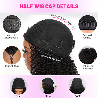 Vallbest Half Wig Kinky Straight Glueless Install Half Wig With Draw-string Beginner Friendly