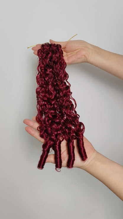 VALLBEST 99J Burgundy Burmese Curly Human Hair for Boho Braids