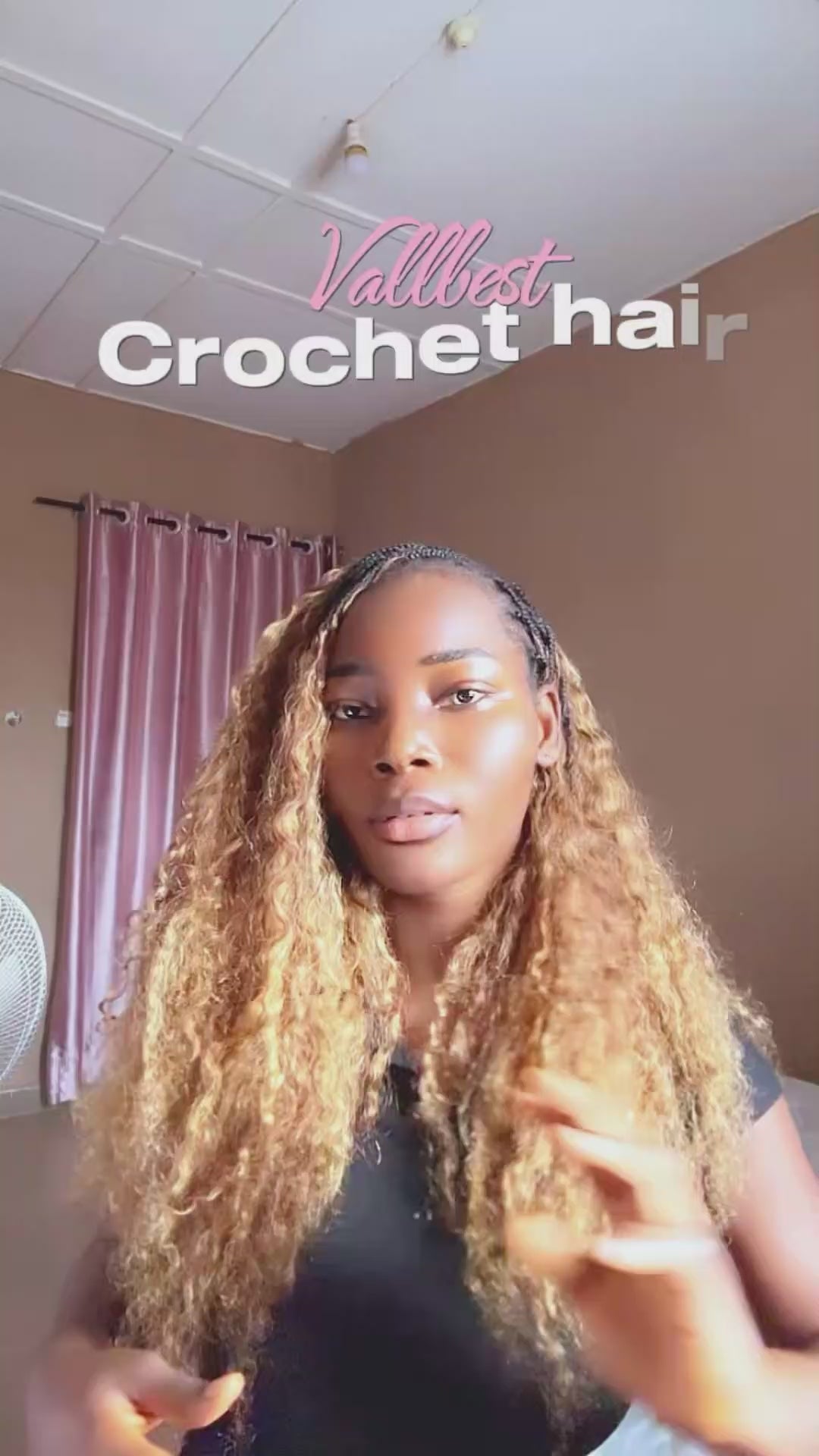 Vallbest Honey Blonde Highlight (#4/27) Burmese Curly Crochet Human Hair – Premium Plush Texture