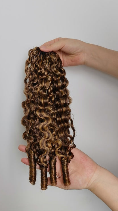 VALLBEST Honey Blonde Highlight (#4/27) Burmese Curly Crochet Human Hair