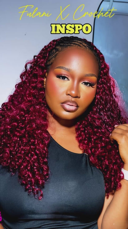 VALLBEST 99J Burgundy Burmese Curly Human Hair for Boho Braids